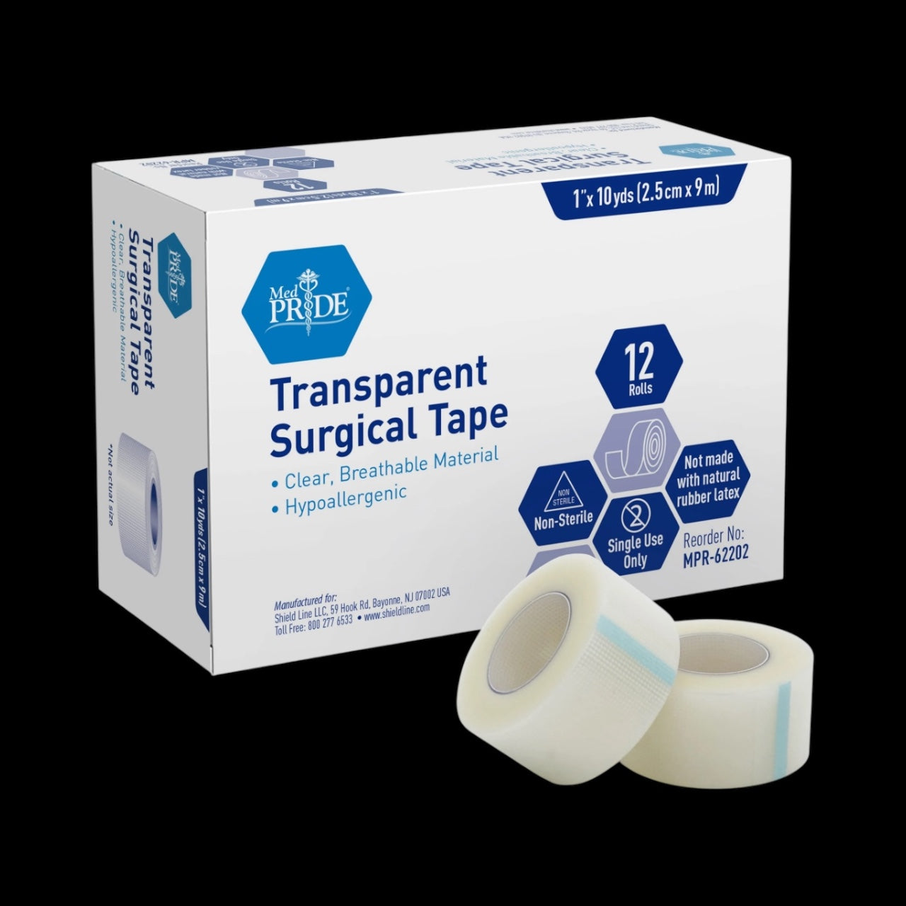 MEDPRIDE CLEAR SURGICAL TAPE ,1’’X10YDS-12/BOX