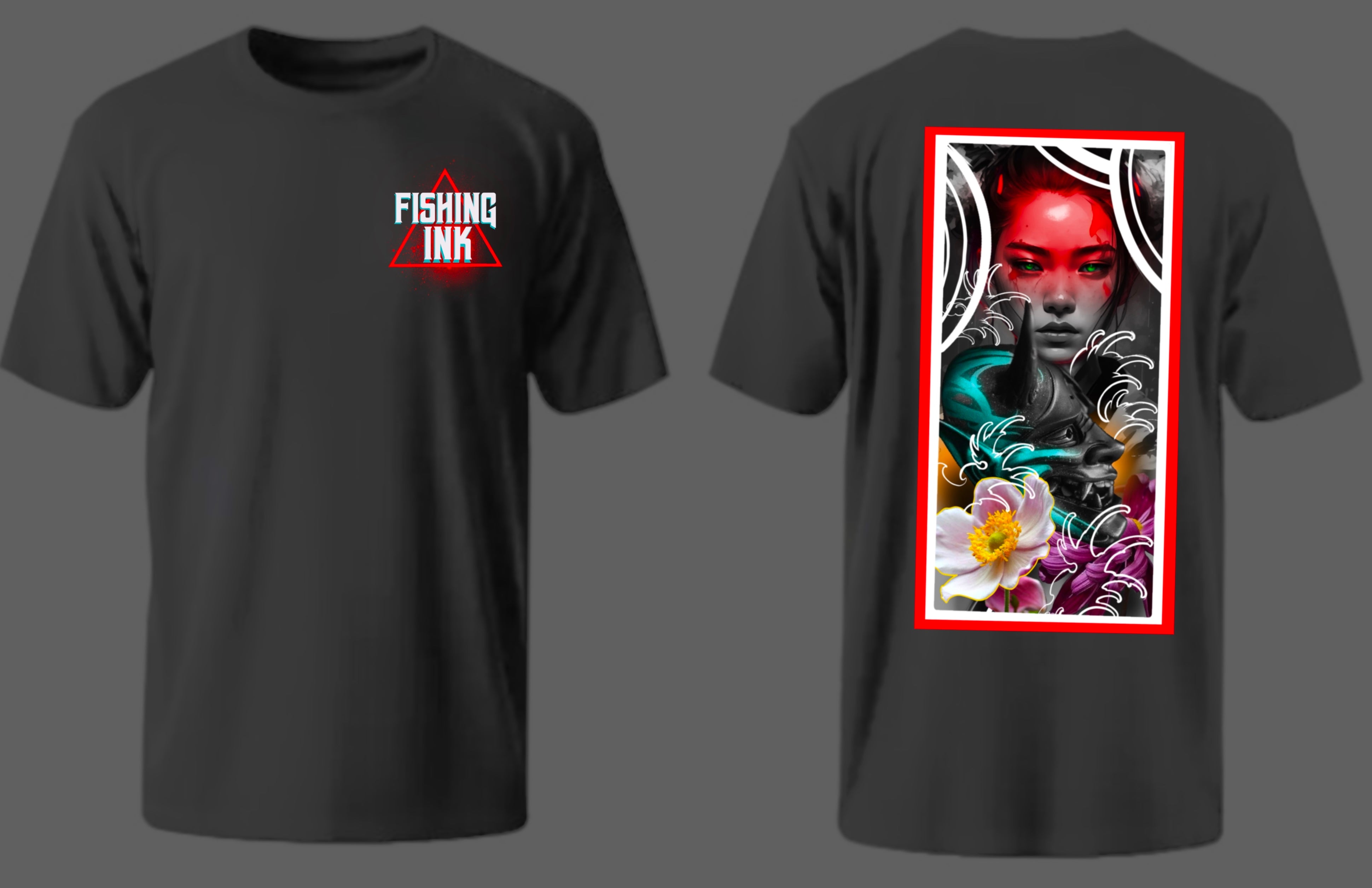 Fishing Ink T-Shirts(Hannya mask/geisha)